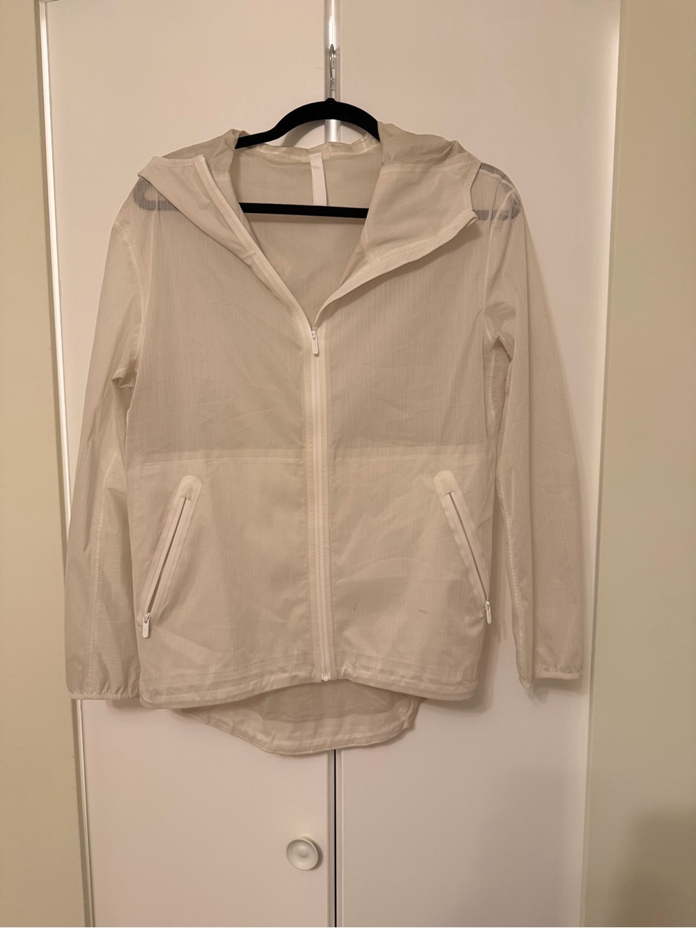 Lightweight White Hooded Windbreaker Jacket